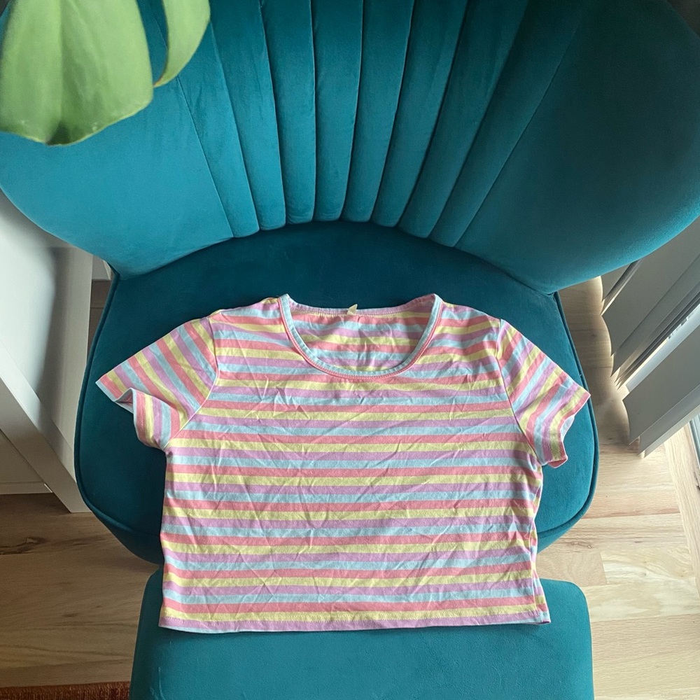 *SOLD* Striped pastel 90s style crop top